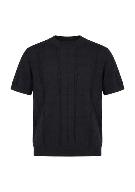 Paolo Pecora Milano Men's Jacquard Knit Cotton T-Shirt - Black PAOLO PECORA |  | A015 F1009000